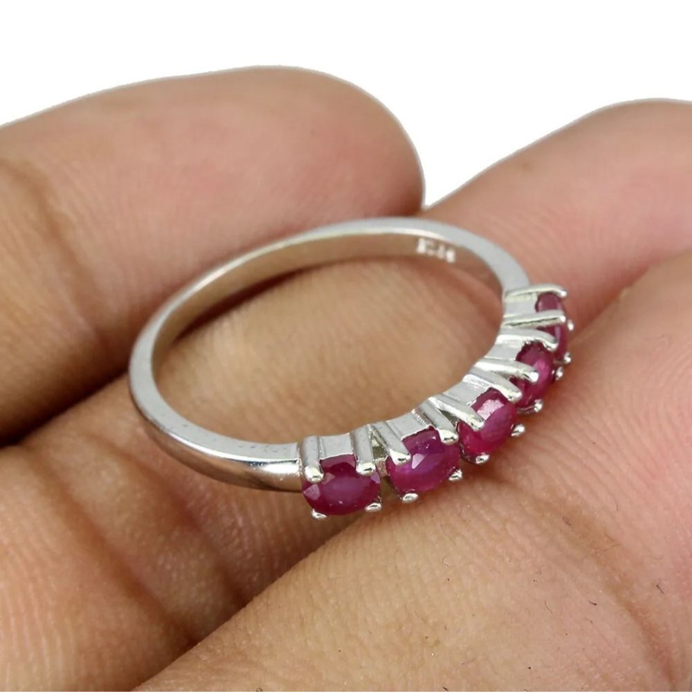 Ruby Ring, Stackable Rings Silver, Birthstone Dai… - image 3